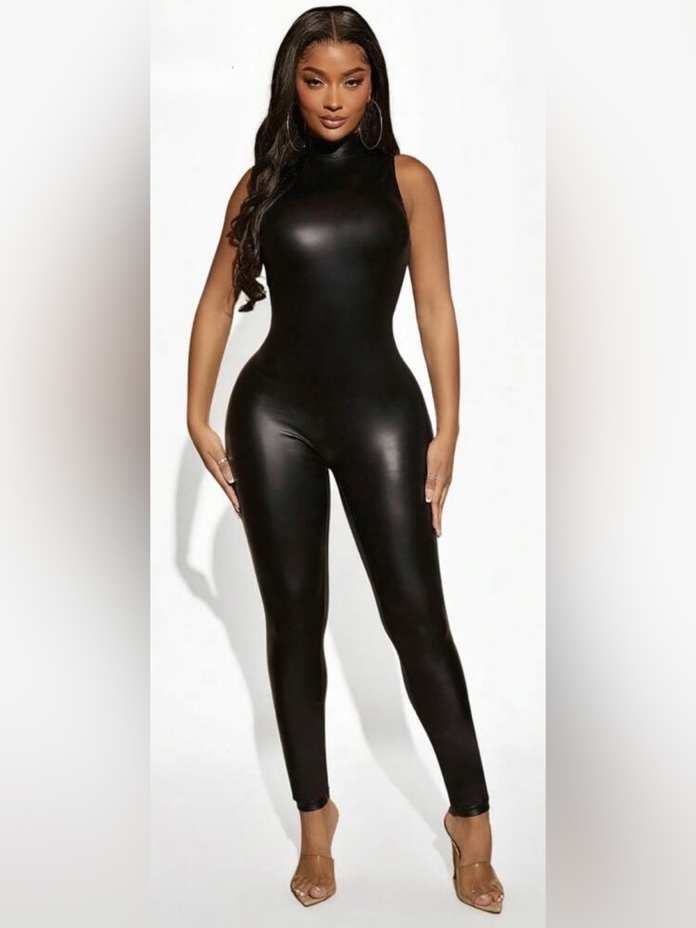 SHEIN Sexy Patent Leather Jumpsuit